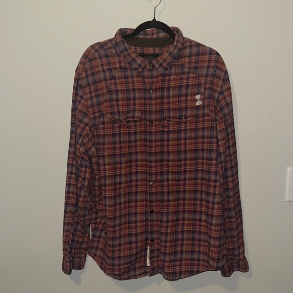 Harley Davidson Plaid Snap Button 100% Cotton Womens 2XL EUC Flannel Logo Biker - Picture 1 of 12